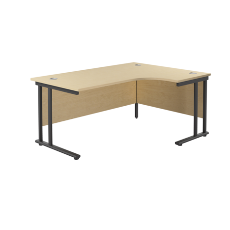 Twin Upright Radial Desk - Right Hand - 1600 - Black Frame - Maple