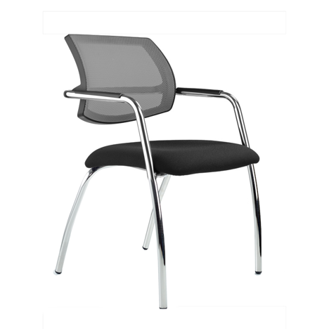 Venus - Meeting Room Four Leg Chair with Mesh Back - Grey