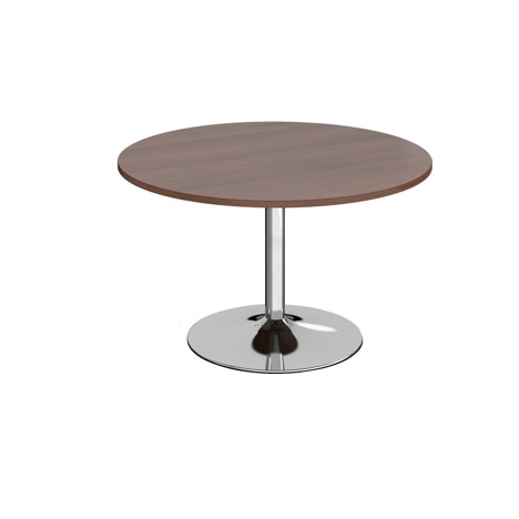 Trumpet Base Circular Boardroom Table - 1200 - Chrome - Walnut