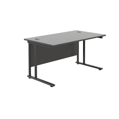 Rectangular Workstation 800mm Deep - W1400 - Black Frame - Black