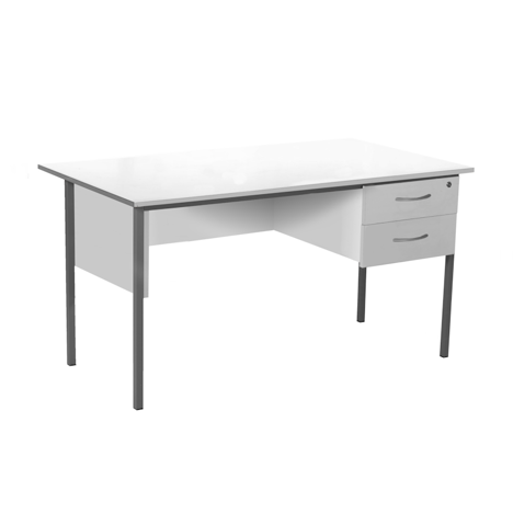 Single Pedestal Two Drawer Desk - White - 1200mm
