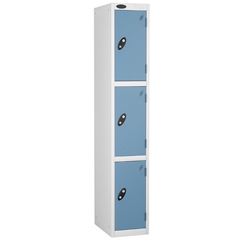 Education Lockers - Three Door - White Carcass - Autumn Ocean