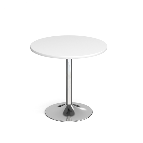 Genoa Circular Dining Table - Chrome - White