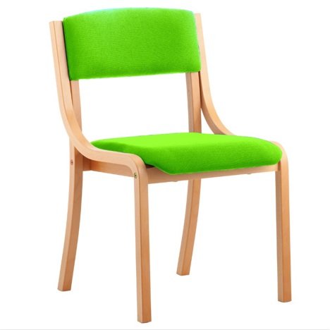 Madrid Beech Frame Meeting Chair - Without Arms - Myrrh Green