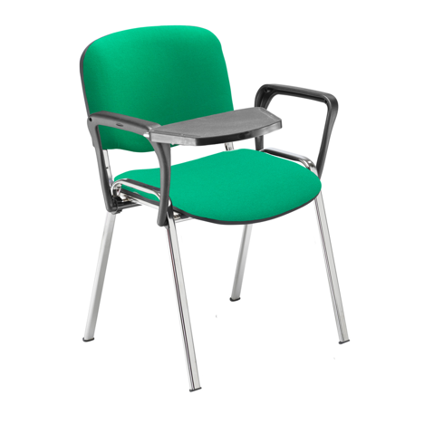 Club Chair with Chrome Frame - Green with Universal Plastic Tablet in Black