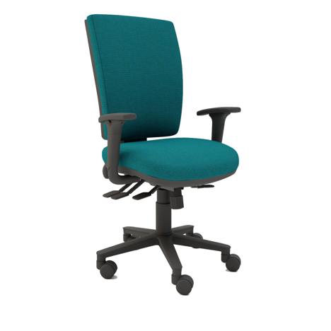 Multi-Functional Squared Back Task Chair - Adjustable Arms - Black Base.