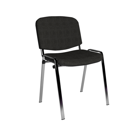 Stacking Side Chair - Chrome Frame - No Arms - Charcoal