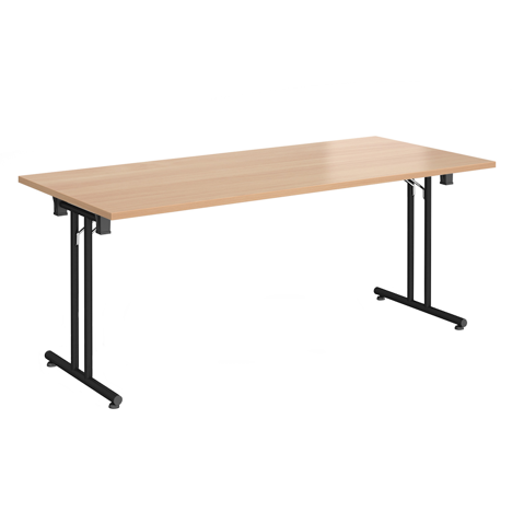 Rectangular Folding Leg Table - 1800 - Black - Beech