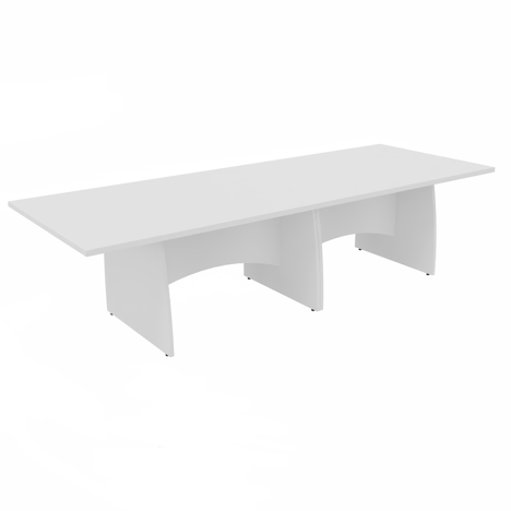 Platinum Range - Rectangular Conference Tables with Shaped Modesty Panel & Legs - 3000mm -  White