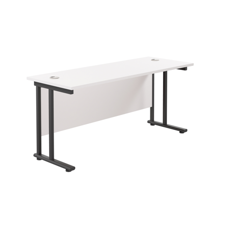 Rectangular Workstation 600mm Deep - W1600 - Black Frame - White