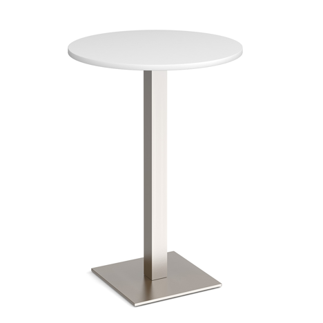 Brescia Circular Poseur Table - 800mm - Brushed Steel Frame - White