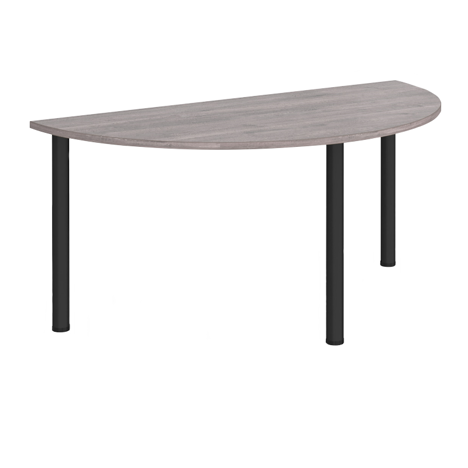Semi Circular Radial Leg Meeting Table 1600 - Black - Grey Oak