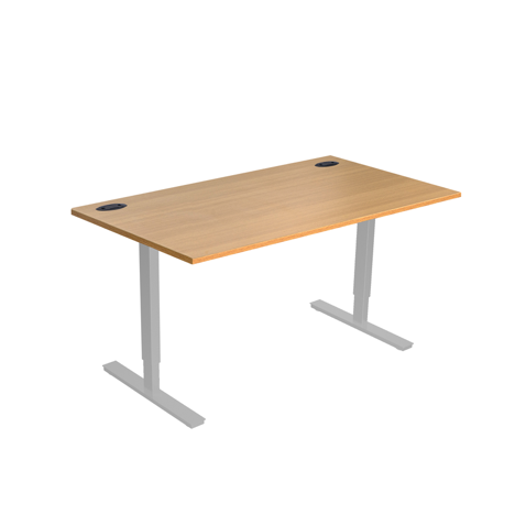Electric Height Adjustable Desk - 1600mm - Silver Frame - Beech