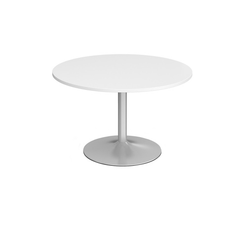 Trumpet Base Circular Boardroom Table - 1200 - Silver - White