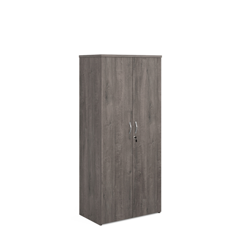 Double Door Cupboard - 1790mm High - Four Shelves - Grey Oak