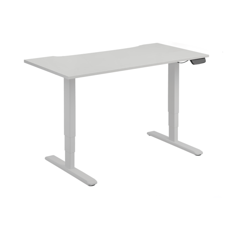 Electric Sit-Stand Desk with Dual Motors - 1600 - Silver Frame - White