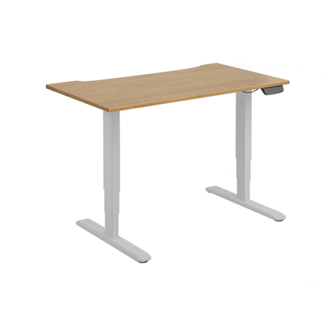 Electric Sit-Stand Desk with Dual Motors - 1400 - Silver Frame - Oak