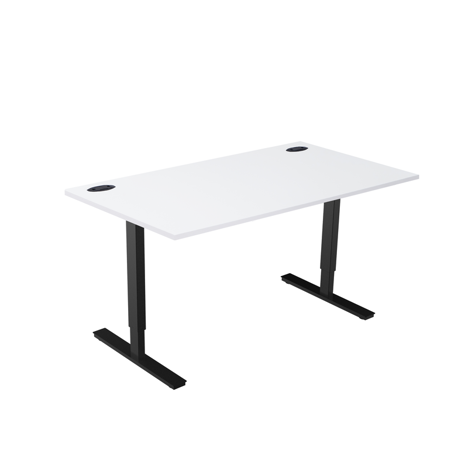 Electric Height Adjustable Desk - 1600mm - Black Frame - White