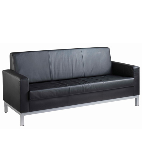 Helsinki Square Back Leather Reception Three Seater Chair - 1880mm Wide