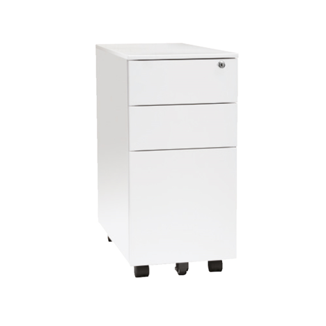 Steel Mobile Pedestal - Slim - White