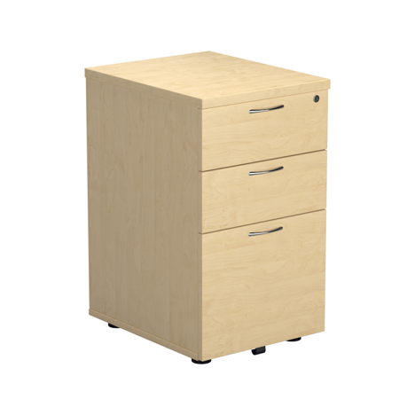 3 Drawer Tall Under Desk Mobile Pedestal - Maple