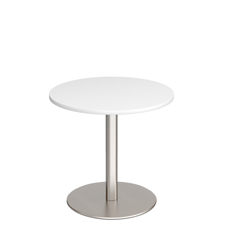Monza Circular Dining Table - Brushed Steel - White