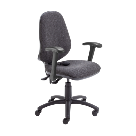 Calypso Ergonomic Office Chair with 2 Levers and Lumbar Pump - Charcoal - Folding Arms