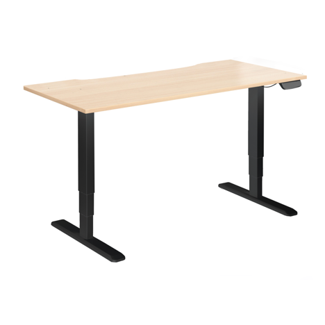 Electric Sit-Stand Desk with Dual Motors - 1800 - Black Frame - Maple