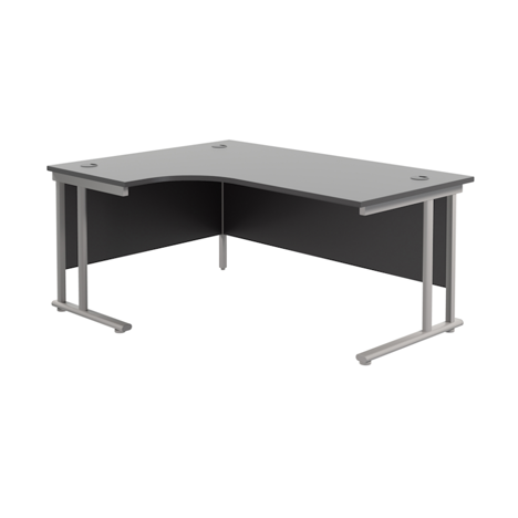 Twin Upright Radial Desk - Left Hand - 1800 - Silver Frame - Black