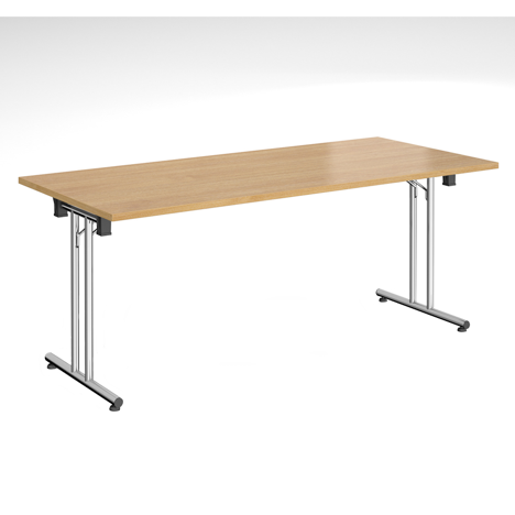 Rectangular Folding Leg Table - 1800 - Chrome - Oak