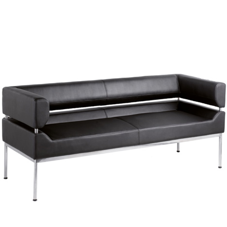 Benotto Reception Seating - Three Seat Chair - 1770mm Wide - Black Faux Leather