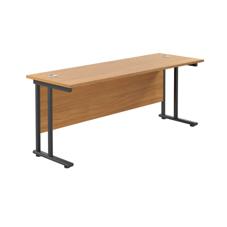 Rectangular Workstation 600mm Deep - W1800 - Black Frame - Nova Oak