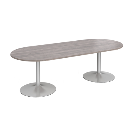 Trumpet Base Radial End Boardroom Table - Silver - Grey Oak