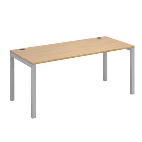 Connex Single Desk - 1600mm - Silver Frame - Oak Top