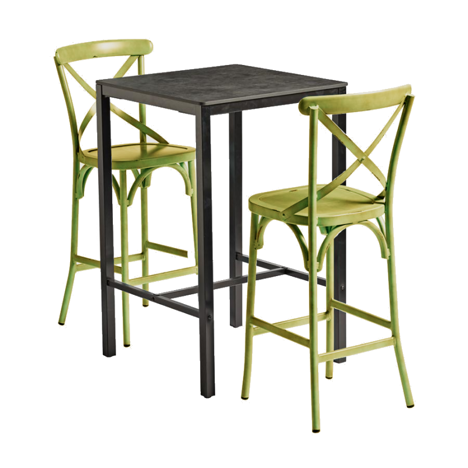 CAFÉ Bar Dining Set - Vintage Green + Extrema Metallic Anthracite 4 Leg Bar Height Table
