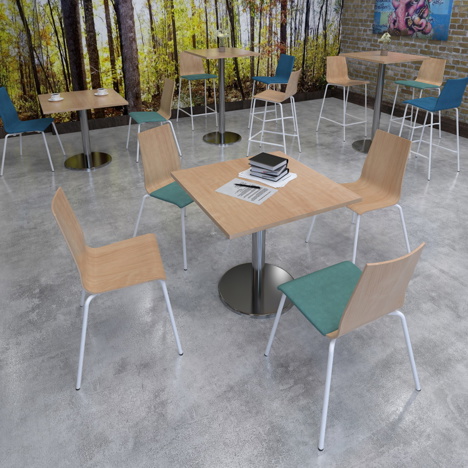 Pisa Square Poseur Table with Round Chrome Base