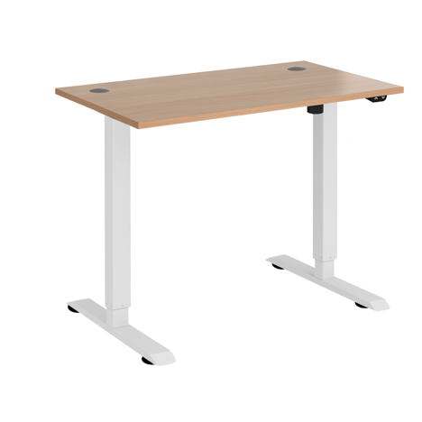 Electric Ergonomic Sit-Stand Workstation - 1000 - White Frame - Beech