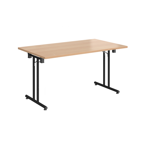 Rectangular Folding Leg Table - 1400 - Black - Beech