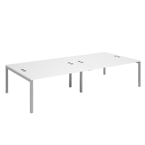 Connex Double Back to Back Desks - 3200 - Silver Frame - White