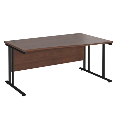 Wave Cantilever Workstation - 1600 - Right Hand - Black - Walnut