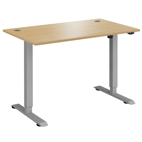 Electric Ergonomic Sit-Stand Workstation - 1400 - Silver Frame - Oak