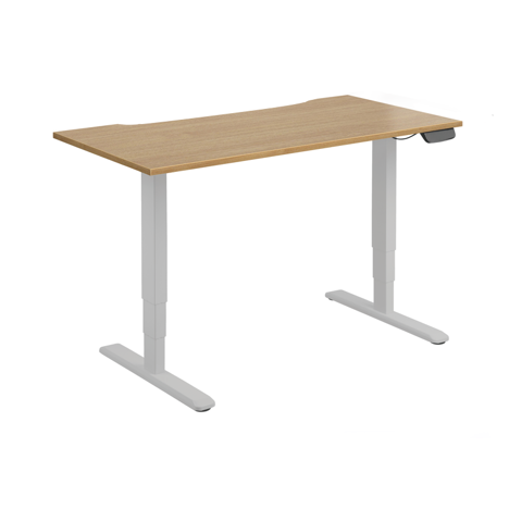 Electric Sit-Stand Desk with Dual Motors - 1600 - Silver Frame - Oak