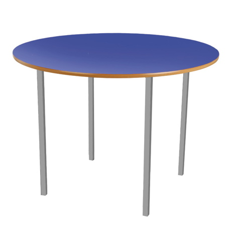Round Classroom Table - Silver Legs - Blue