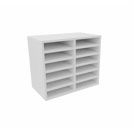 Pigeon Hole Unit - 2 Bay Wide - 12 Compartment - White