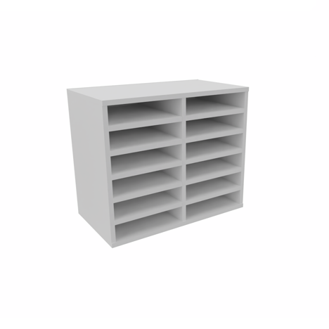 Pigeon Hole Unit - 2 Bay Wide - 12 Compartment - Grey