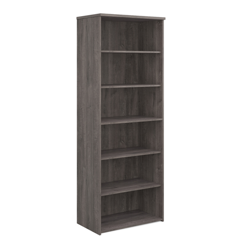 Bookcases (Solid Back Panels) with Five Shelves - 2140mm High - Grey Oak