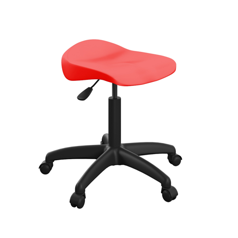 Titan Swivel Senior Stool - with Plastic Base and Castors - Red