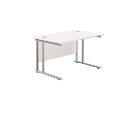 Rectangular Workstation 800mm Deep - W1200 - Silver Frame - White