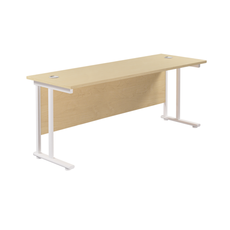 Rectangular Workstation 600mm Deep - W1800 - White Frame - Maple