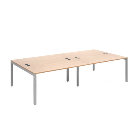 Connex Double Back to Back Desks - 2800 - Silver Frame - Beech